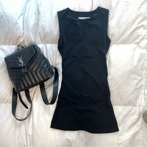 Susana Monaco Black sculpted Tennis dress zip front short sleeve xs 0